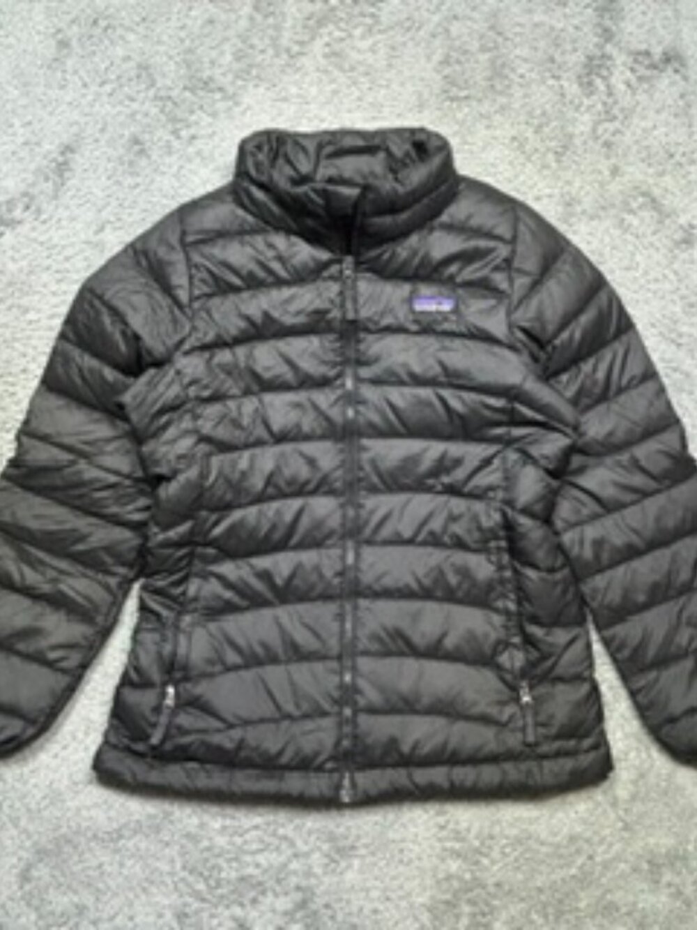 Patagonia Girls Down Sweater Jacket Kids L 12 Black Puffer Full Zip 68233 *HOLES